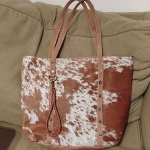 Myra Cow Print Hair On Tote
